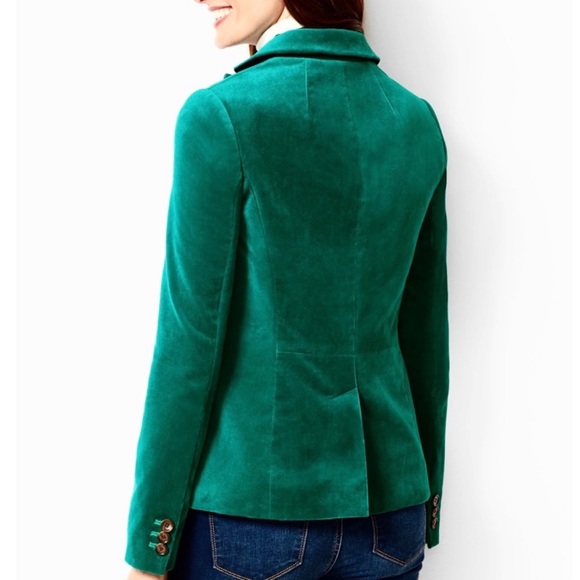 Talbots Emerald Green Velvet Blazer Jacket 20 W P (petite) Cotton formal office - Picture 3 of 12